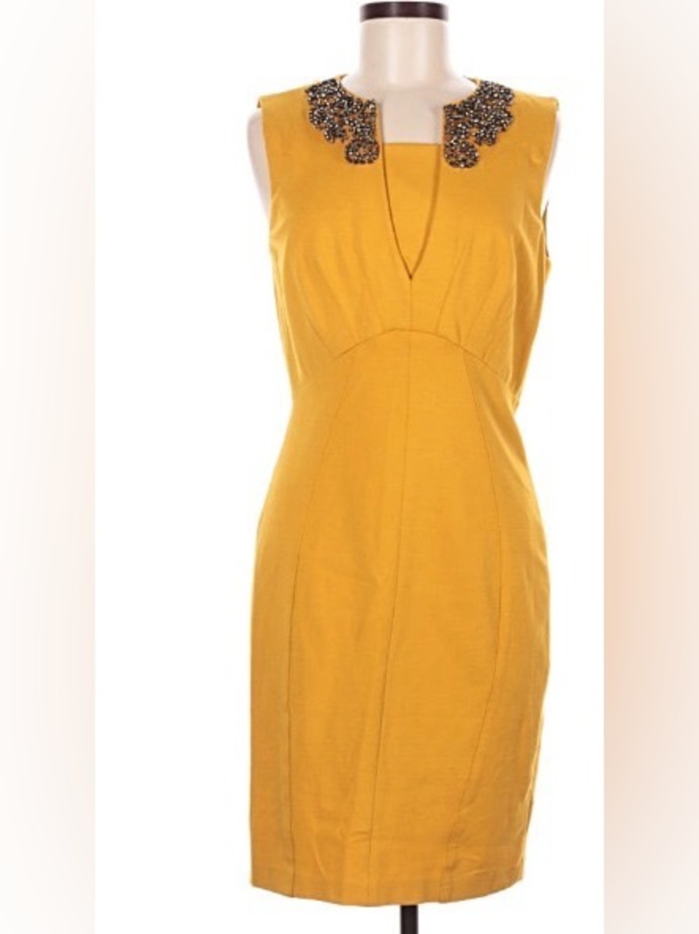 NWT Baker Mustard Yellow Embellished Sheath Dress – Size 1 in Ted Baker, US 4-6